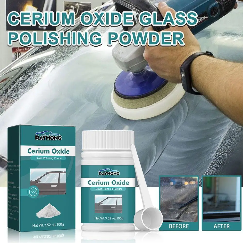100g Glass Polishing Powder With Spoon For Auto Car Windows Scratch Remover Glass Polishing Scratch Cleaning&Repair Tool