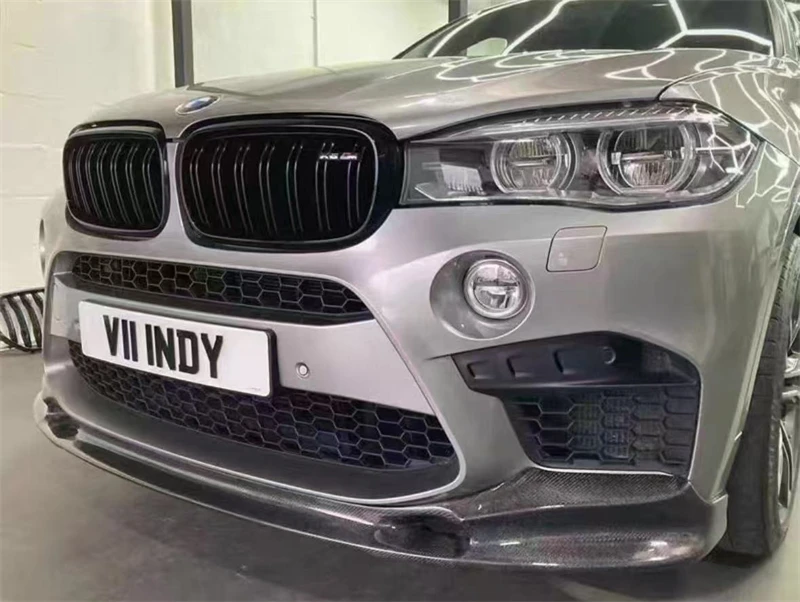 ل BMW F85 F86 X5M X6M 2014 2015 2016 2017 ReaI ألياف الكربون الجبهة حافة مصد السيارة المفسد عدة