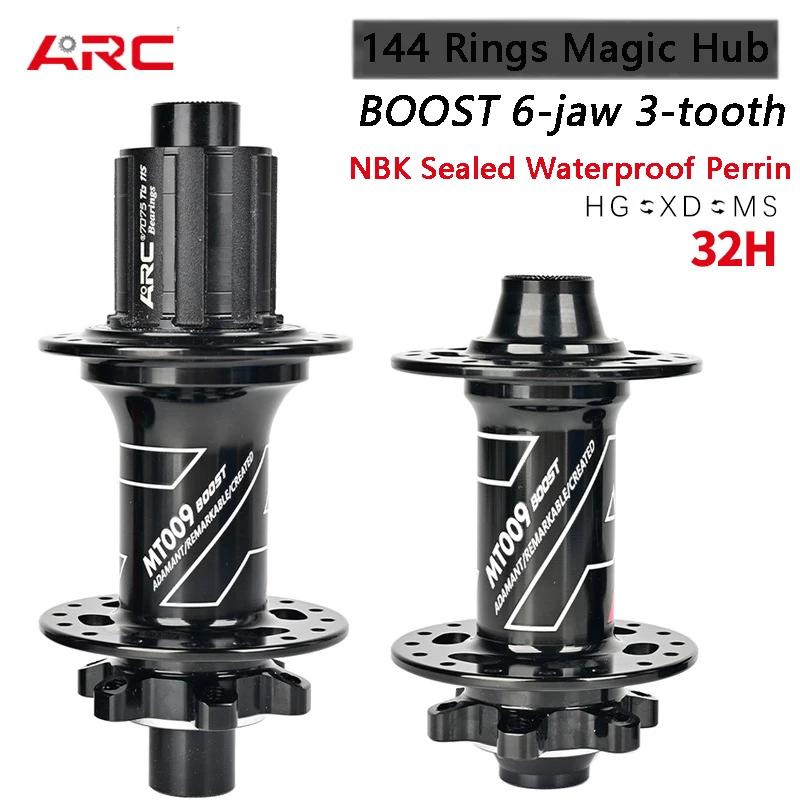 ARC MT009 BOOST Mountain Bike Hubs 28 32H 6 claw 144 rattles 4 Perrin NBK bearing Thru axle disc brake hubs Bike Accessories