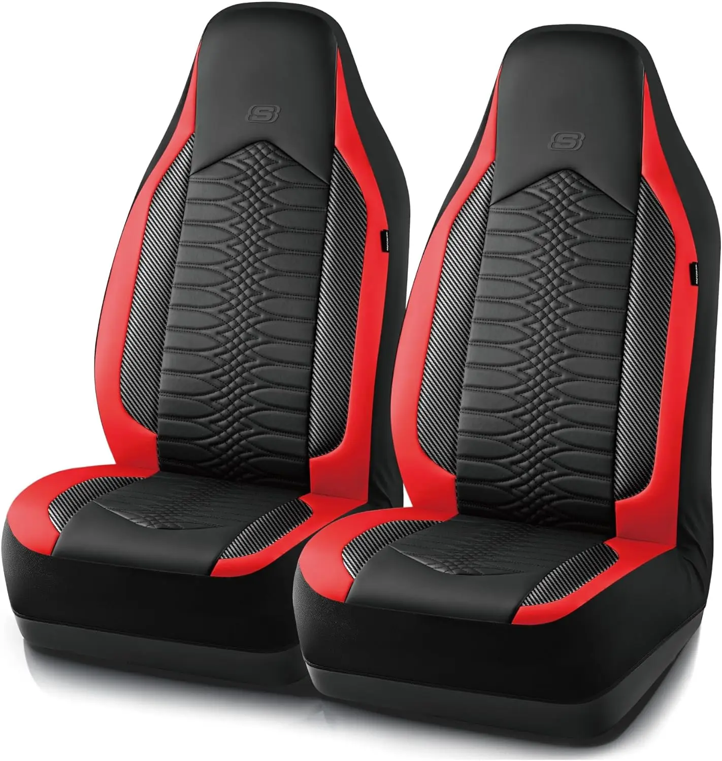 

Memory Foam Car Seat Covers, Leather Quilting Design, Waterproof Universal Fit for Cars SUVs Trucks Red