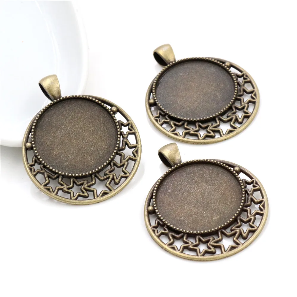 High Quality 5pcs 25mm Inner Size 6 Colors plated  Cameo Base Setting Stars Style Pendant