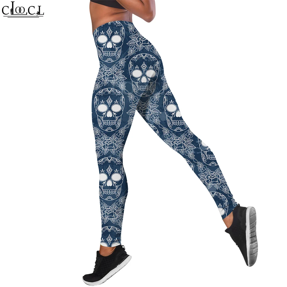 

CLOOCL Women Legging Retro Skull Pattern 3D Printed Trousers for Female Workout Push Up Jogging High Waist Stretch Pants