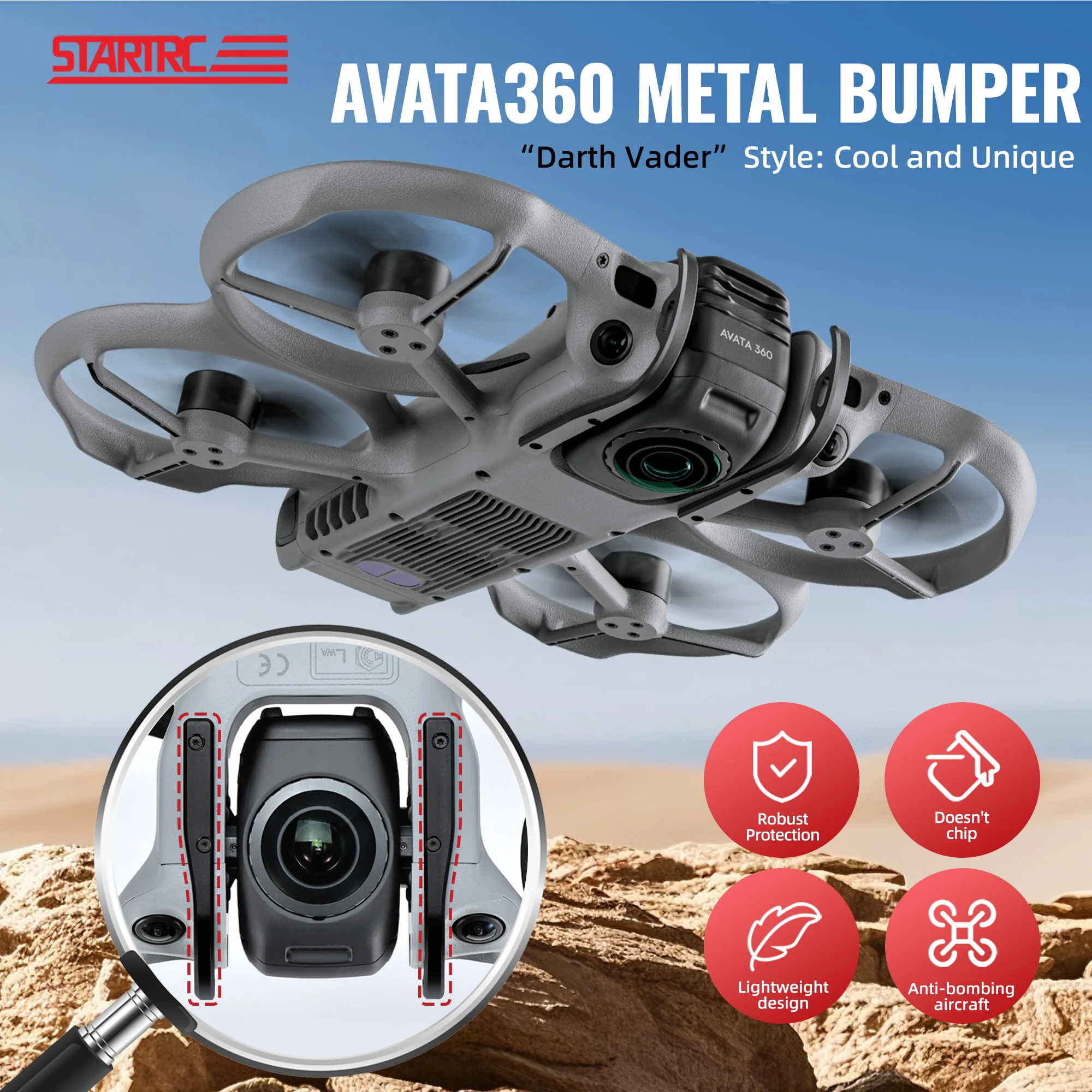

STARTRC Aluminum Alloy Cloud Platform Anti-collision Bumper Protective Frame Lens Guard Bar For Dji Avata 360 Drone Accessories