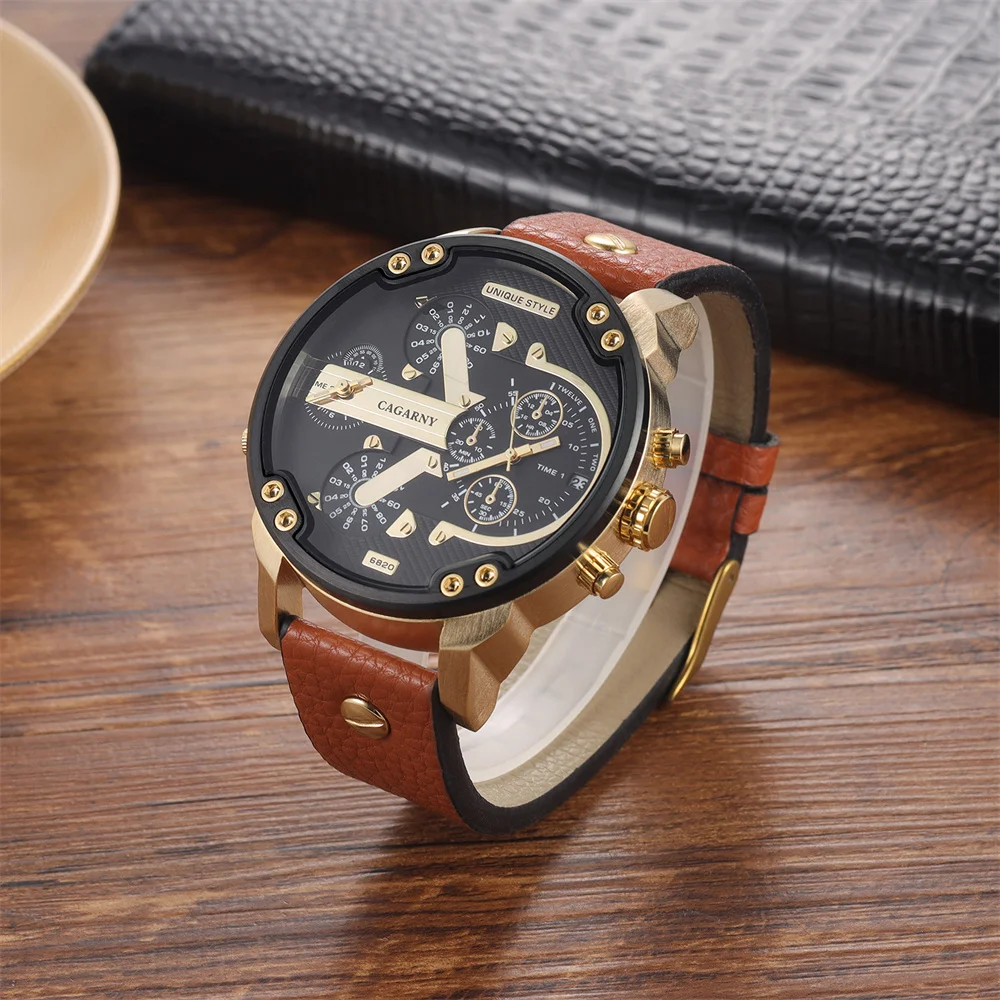 Classic Big Face Watch for Men Luxury High Quality Watches Fashion Leather Strap Calendar Quartz Wristwatches Relogio Masculino
