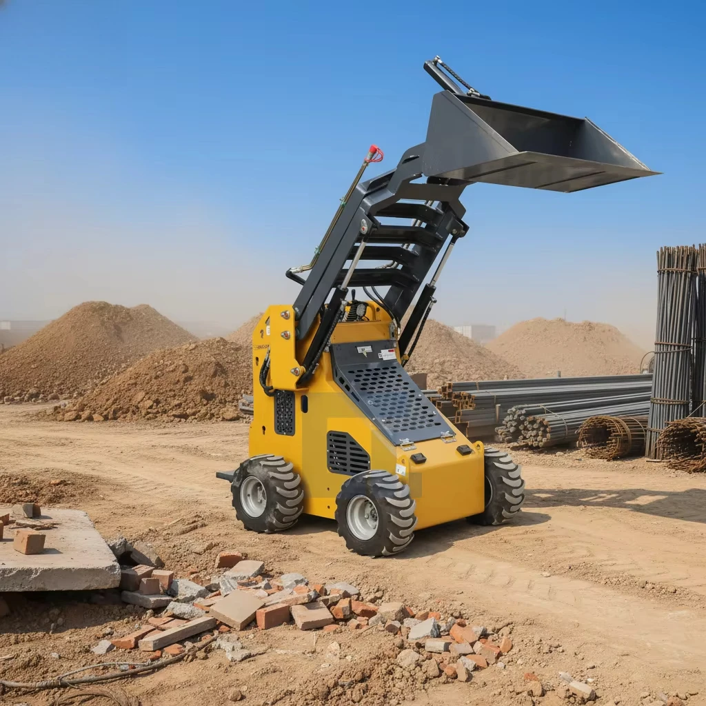 13.5HP Mini Skid Steer Loader 550kg Digging Force Compact Wheel Loader Farm Construction Machinery
