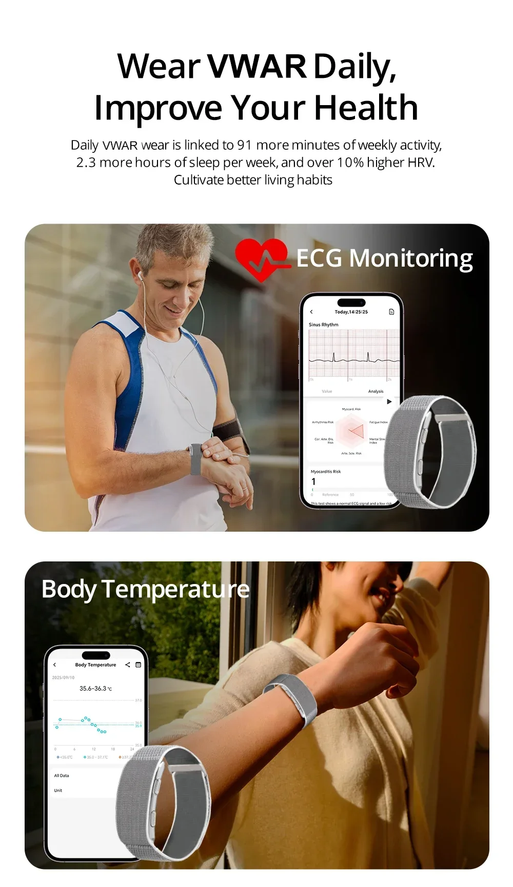 2026 Neues VWAR LOOP X Smart Band SOS Herzfrequenz- und Blutsauerstoffmessung IP68 Wasserdichter Fitness-Tracker Ohne Bildschirm Smart-Armband – Detail 13