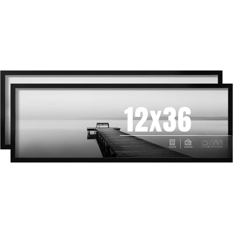 

Рамка для фотографий Home 12x36 в упаковке, 2 шт., Рамка для плакатов 12 x 36, Черная фоторамка 12x36 с HD-плексигласом, Displa