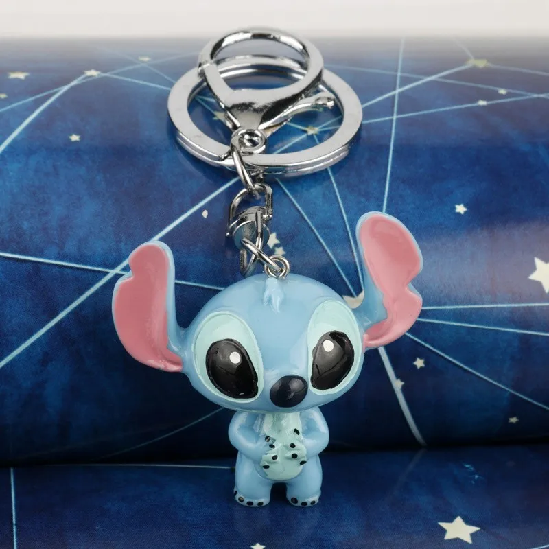 Disney Stitch Keychain Cartoon Sitich Angel Action Anime Figures Doll Toys Cute Backpack Car Pendant Ornaments Childrens Gifts