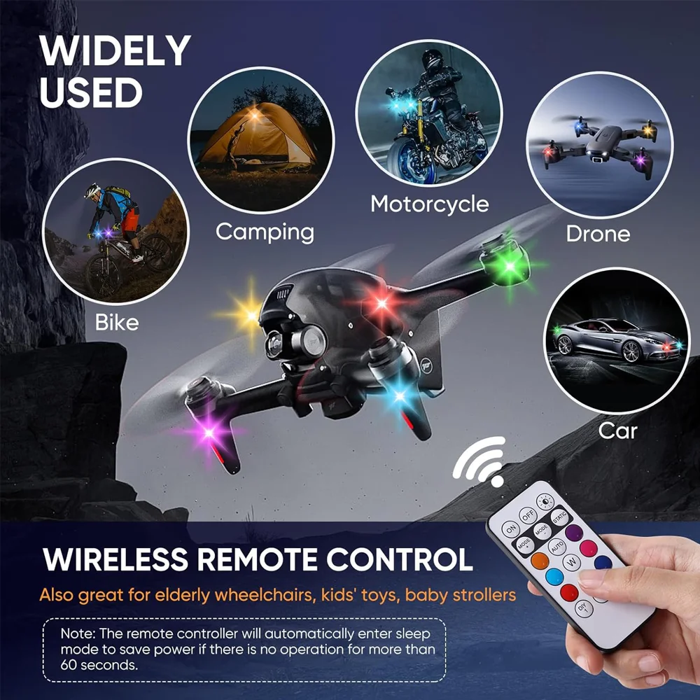 2/4/6 قطعة RGB Led سيارة ستروب أضواء سيارة إضاءة زينة جو مصباح اللاسلكية LED ستروب أضواء 8 ألوان تحذير ضوء دراجة نارية #3