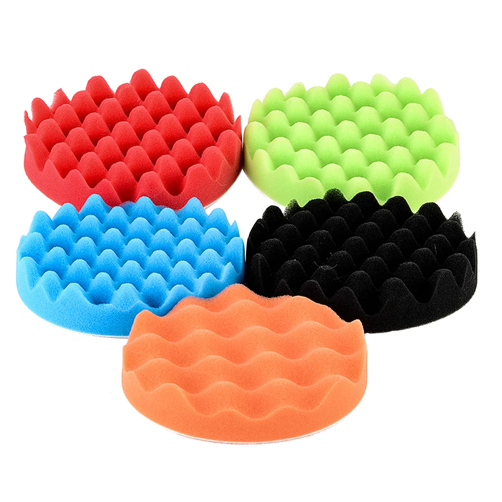 5 Pcs Buffing Polishing Pads Professional Car Polisher Buffle Grip Backing Plate Fixture Sponge Wool and