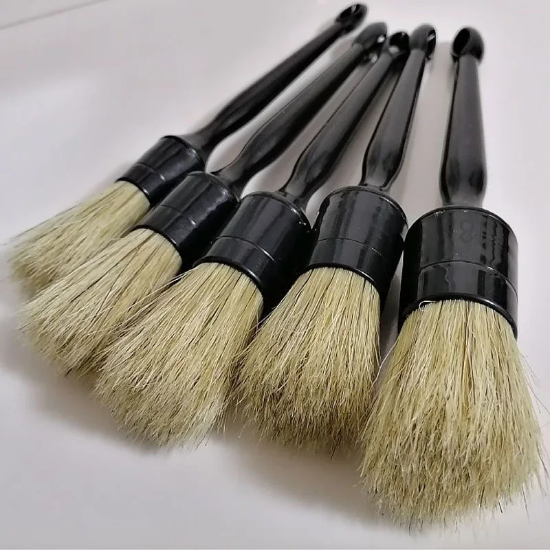 3pcs Car Exterior Interior Detail Brush Boar Hair Bristle Brushes for Car Cleaning Auto Detail Tools Dashboard Cleaning Brush