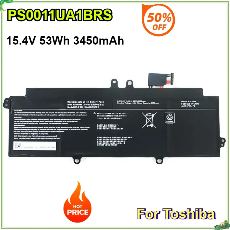 

PS0011UA1BRS New Laptop Battery for Toshiba Dynabook X30L-J PCR10T-04N00X PCR10L-13L011 PS0010UA1BRS 15.4V 3450mAh 53Wh