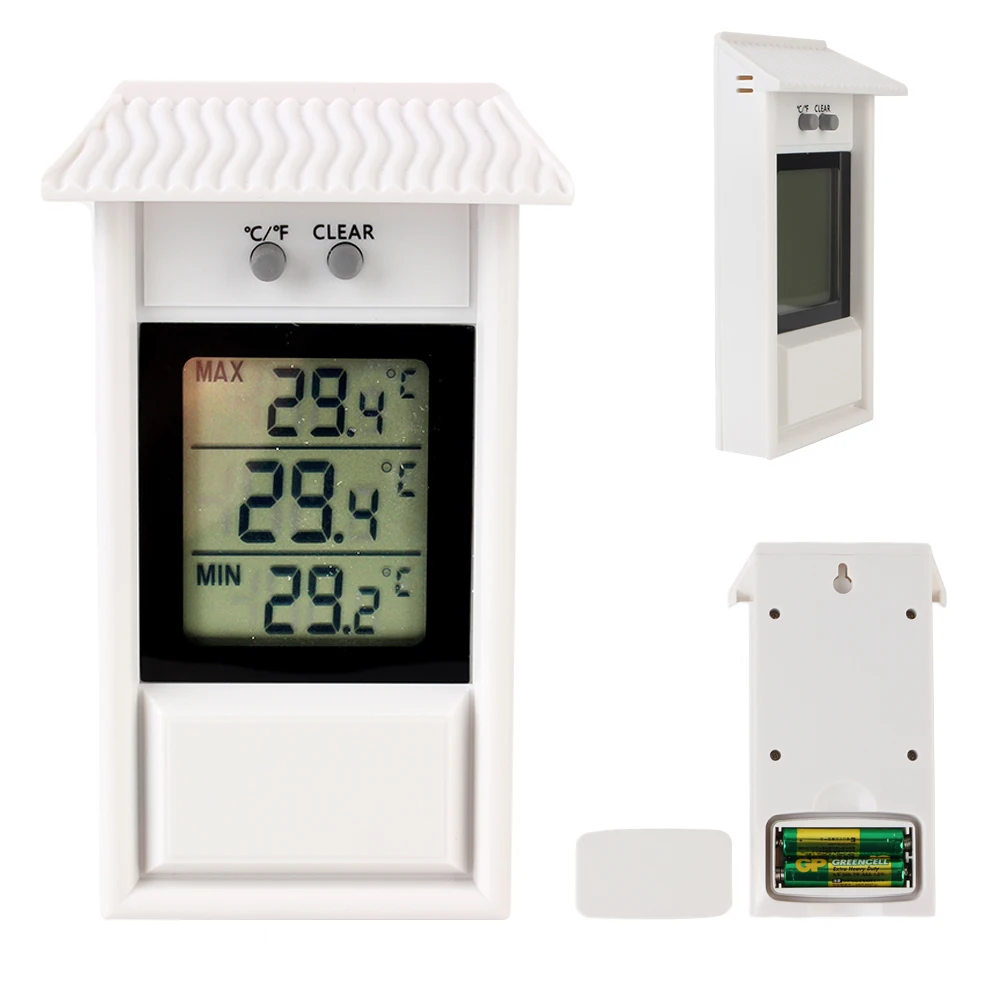 Indoor Outdoor LCD Electronic Thermometer for Home Garden Greenhouse Digital Display Screen Max Min Gauge Weather Sensor