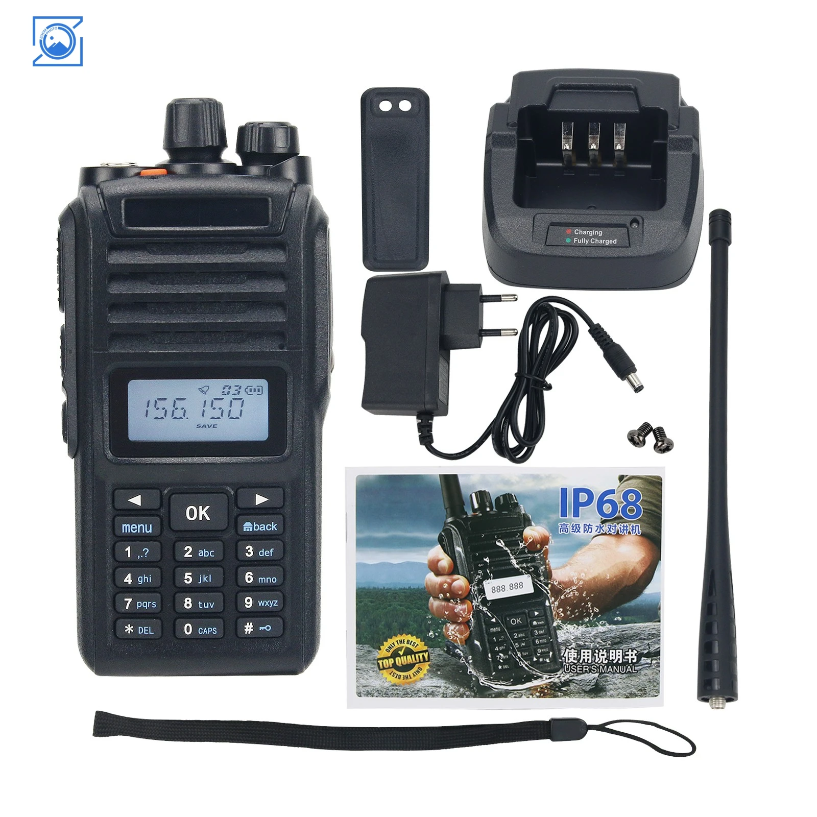 Professional IP68 Waterproof Walkie Talkie VHF/UHF Handheld Transceiver with 198 Channels