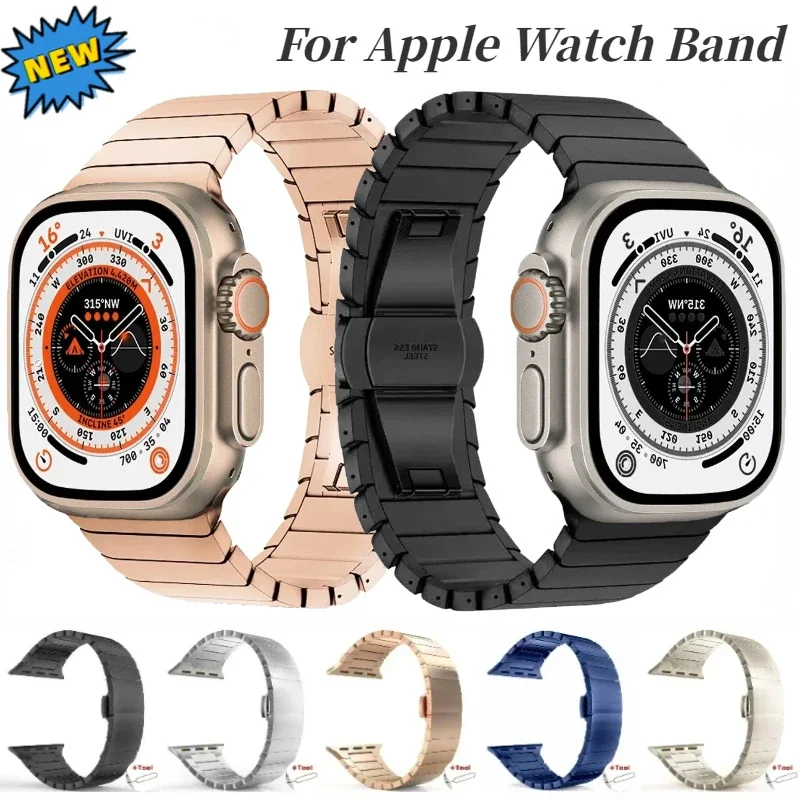 

Metal Strap for Apple Watch Band Ultra 2 49mm 45mm 41mm 44mm 46mm 42mm Bracelet Correa iWatch 10 9 8 7 6 5 4 SE Belt Accessories