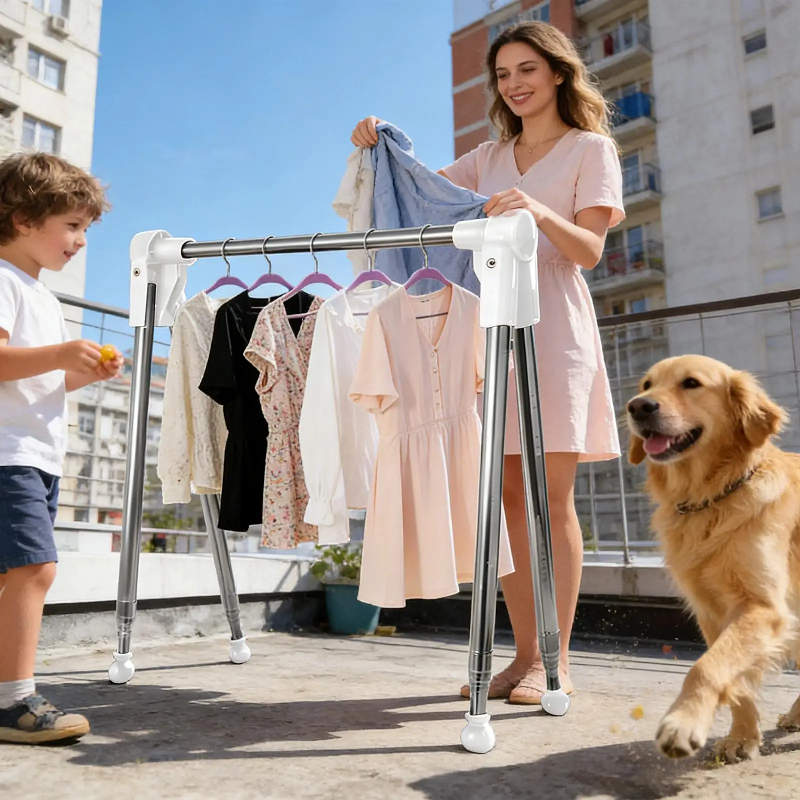 

Foldable Drying Rack Stainless Steel Telescopic Garment Shelves Laundry Drying Rack For Balcony Travel Camping Bathroom Bedroom