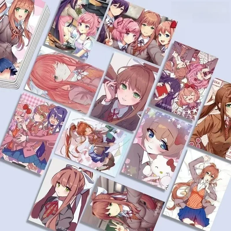55-teiliges Set des beliebten Spiels Doki Doki Literature Club! Serie Spielkarten Cartoon Niedliche Charaktere Kreativität HD-Druck LOMO-Karten Fangeschenk – Detail 3
