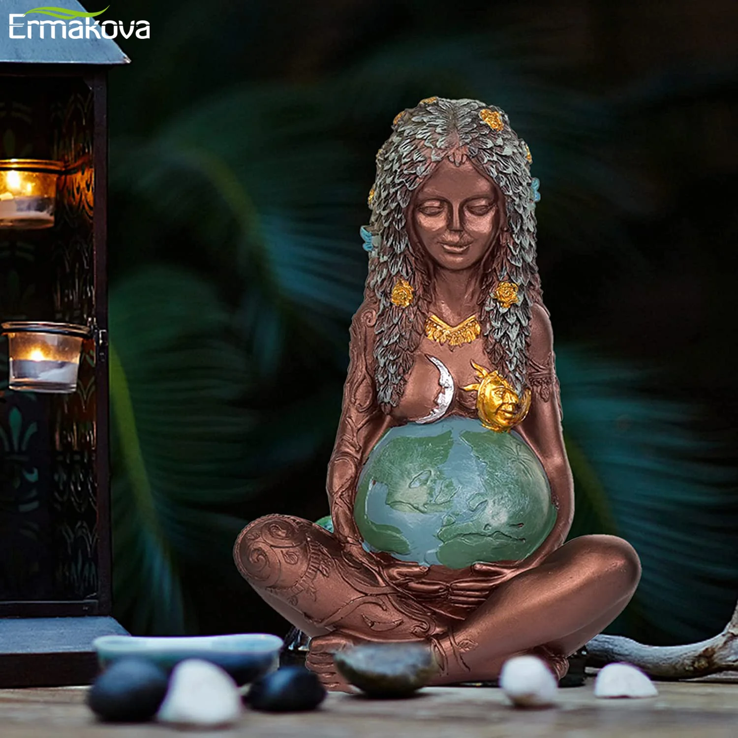 ERMAKOVA Resin Millennial Gaia Statue Mother Earth Goddess Figurine Mother's Day Gift & Home Garden Decoration Figurine