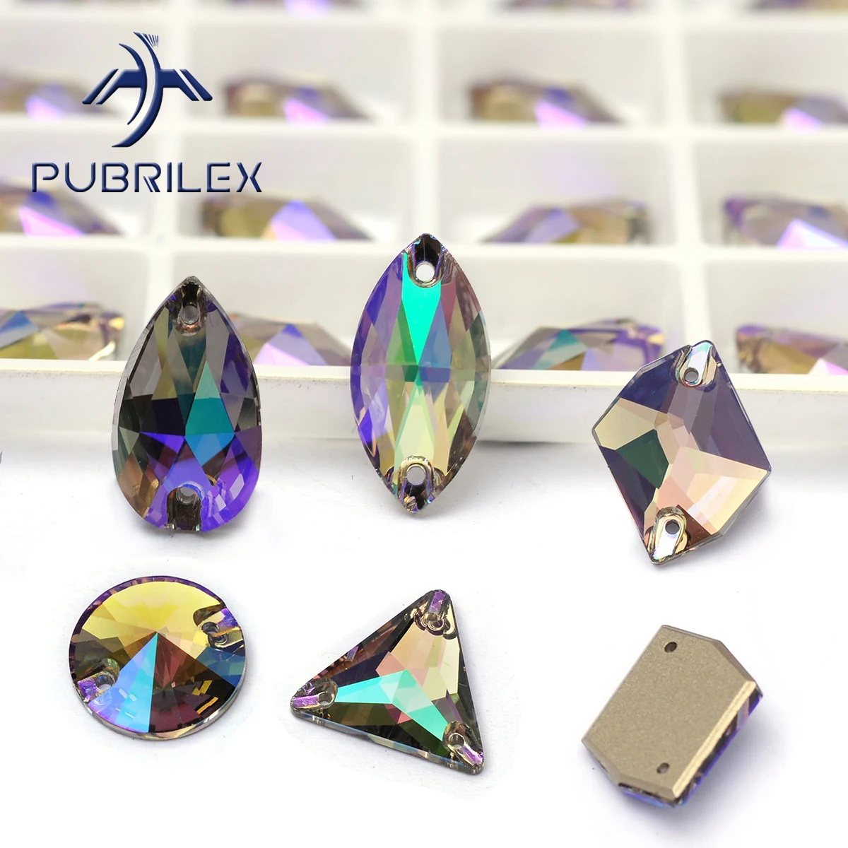 PUBRILEX Ghost Light Näh-Kristallglas-Strasssteine mit flacher Rückseite für DIY-Näharbeiten, zum Aufnähen auf Taschen und Kleidungsstücken. – Detail 6