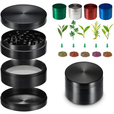 40mm 4-Layer Herb Grinder Zinc Alloy Hemp Crusher Mill Cutter Metal Tobacco Herbal Spice Grinder Shredder Smoking Accessories