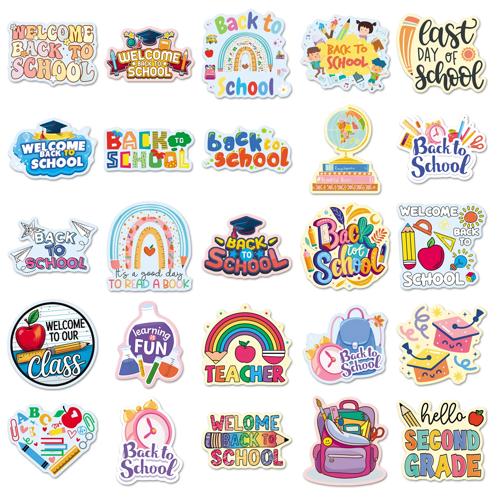 10/50PCS Back-to-School Season Graffiti Stickers Decoration Notebook Phone Guitar Skateboard Fridge Scraphbook Classic Kid Toys