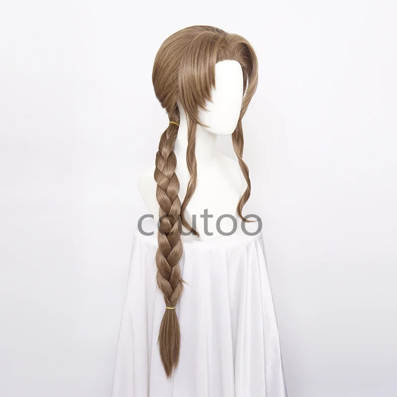 

Final Fantasy VII Косплей FF7 Аэрит Гейнсборо парики Косплей термостойкие синтетические волосы коричневый парик для косплея + бесплатная шапочка для парика