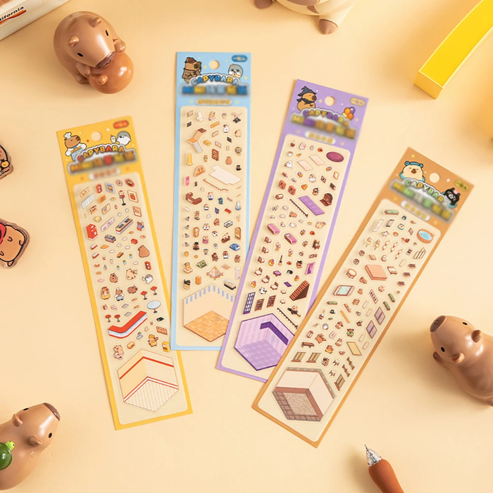 1PC miniatuur scènestickers, Capibala Cartoon schattige ministickers