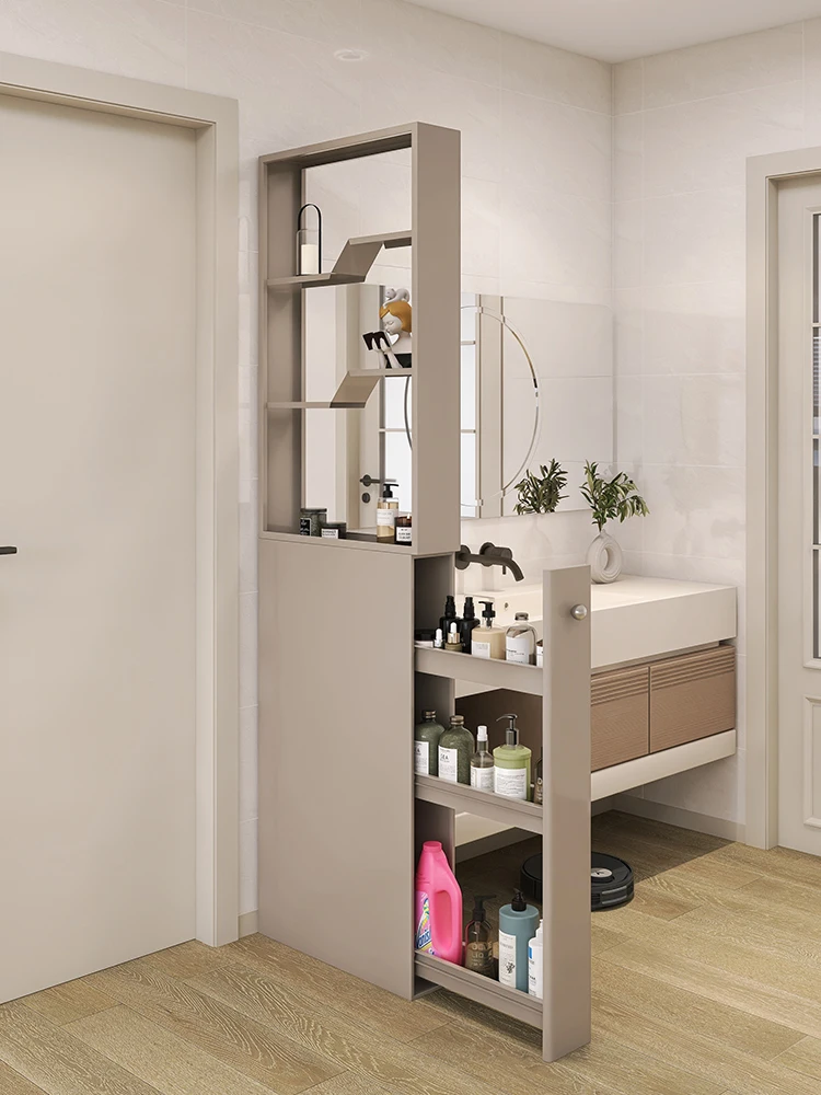 Bathroom Side Cabinet Narrow Cabinet Open Toilet Dry Area Washbasin Basket Cabinet Screen Half Wall Partition Storage