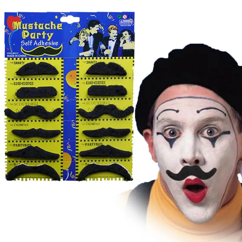 Set Self Adhesive Fake Beard Mustaches Mexican Fiesta Party Supplies Halloween Christmas Costume Fake Mustaches Sticker