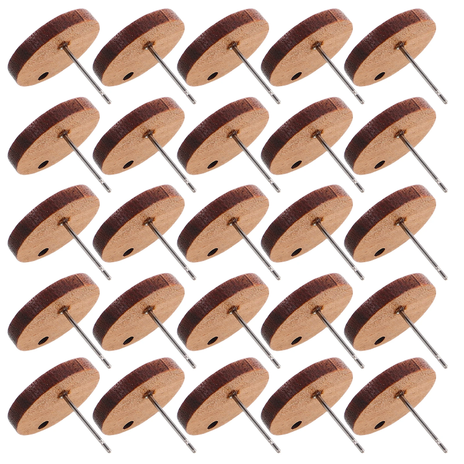 

40pcs Vintage Wood Stud Earring Blanks Round Diy Earring Making Supplies For Women Men Retro Button Earrings Synthetic