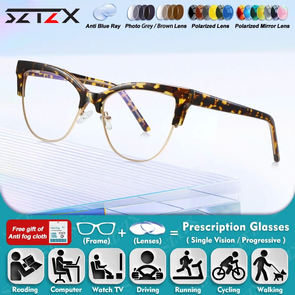 

SZTZX High Quality New Fashion Butterfly Frame Prescription Myopia Glasses Women Anti Blue Light Progressive Reading Eyeglasses