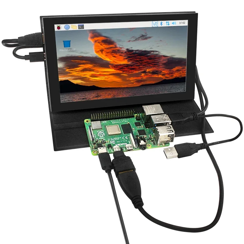 7-дюймовый сенсорный экран Raspberry Pi 4, 1024x60 0 IPS, ЖК-дисплей со стандартным корпусом, мини-монитор для Raspberry Pi 3B, для настольного ПК, Windows