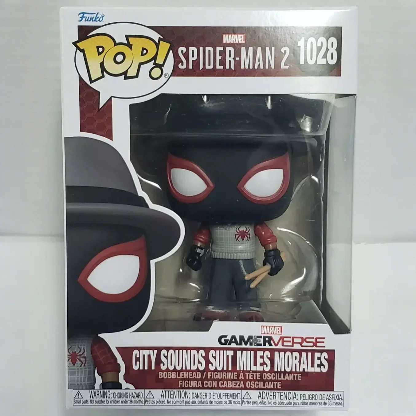 شخصية مارفل سبايدر مان 2 سيتي ساوندز سويت مايلز موراليس # 1028 Funko Pop 4.4 in لعبة تمثال فينيل قابلة للجمع ذات إصدار محدود #1