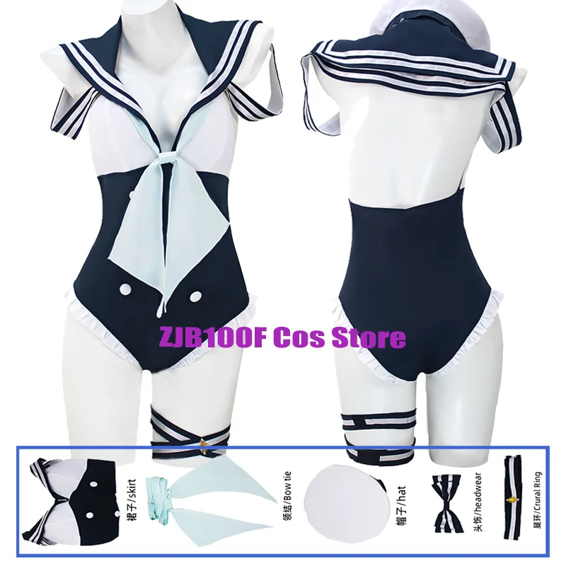 

Marin Cosplay Anime My Dress Up Darling Marin Kitagawa Costume Women Sexy Navy Style Swimsuit Hat Set Party Play Outfit