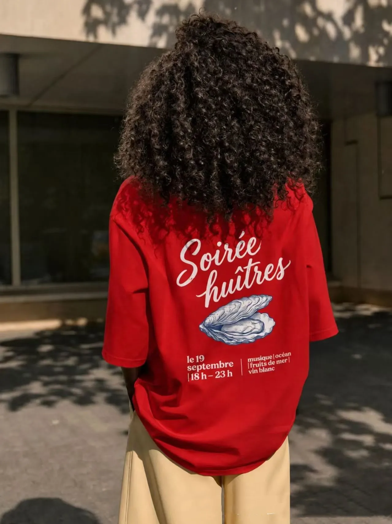 American Style Personalized Fashionable Lady All-match Graphic T Shirt Women Clothes Seafood Oyster Printing Cotton Casual Tops