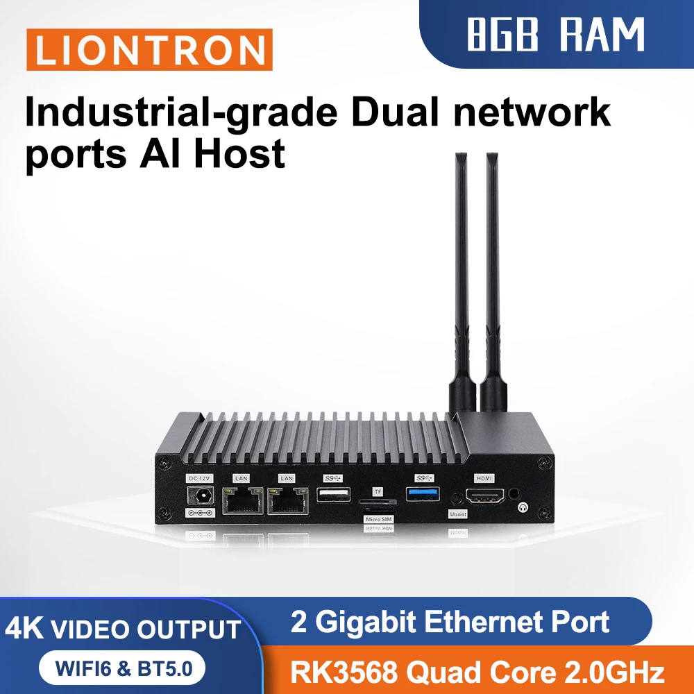 Liontron Mini PC Rockchip RK3568 Computer desktop Uscita 4K Sviluppo Android Linux Host AI industriale Doppia rete Ethernet