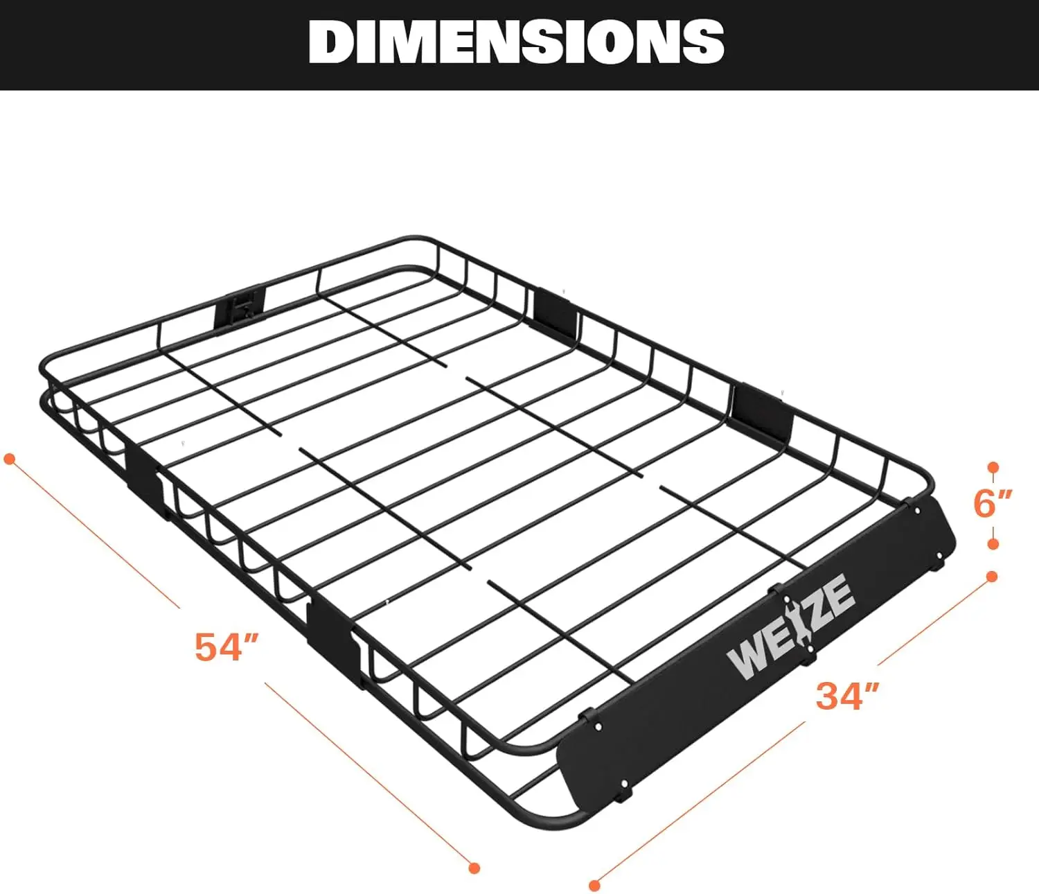 54" x 34" x 6" Roof Rack Rooftop Cargo Carrier Steel Basket, Heavy Duty Car Top Luggage Holder with Extension for SUV, Pick Up T