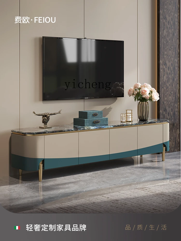 XL Light Luxury TV Cabinet Small Apartment Marble Set Fashionable Italian High-End Floor Cabinet Combination