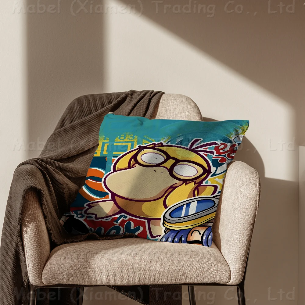 Pokemon Psyduck Cushion Cover Car Throw Pillow Case For Sofa Car Christmas Gift 40x40cm 45x45cm