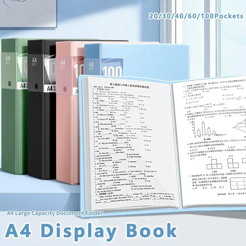 20/30/40/60/100Pockets Morandi Color A4 Display Book With Elastic Buckle Large Capacity File Organizer Paper Storage Binder view 3