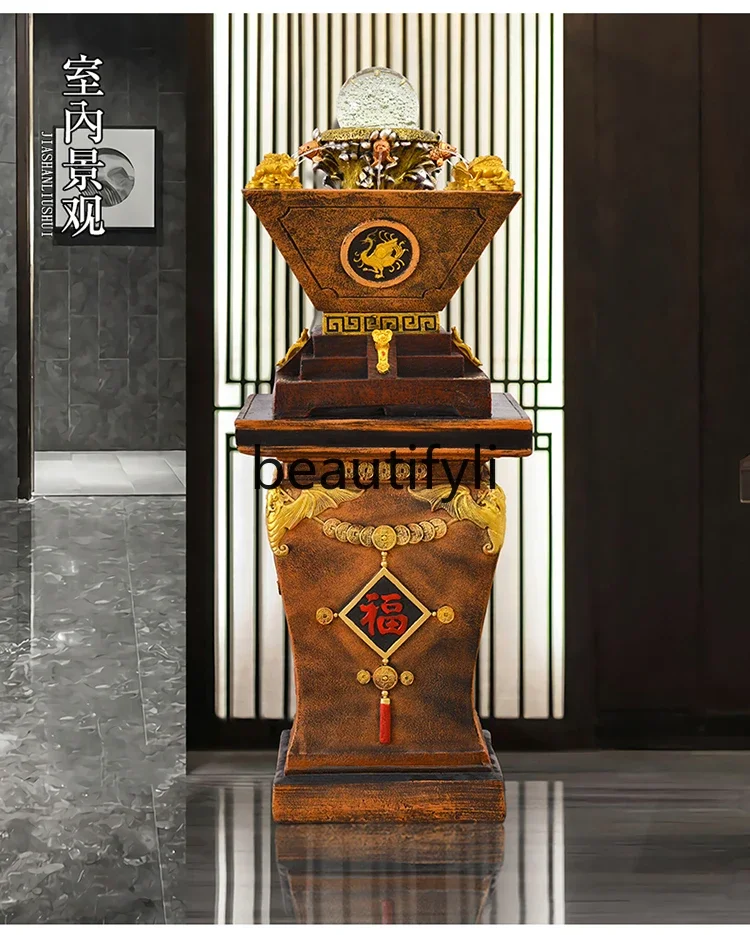 Chinese light luxury flowing water circulation fountain landscape living room office floor ornament rockery