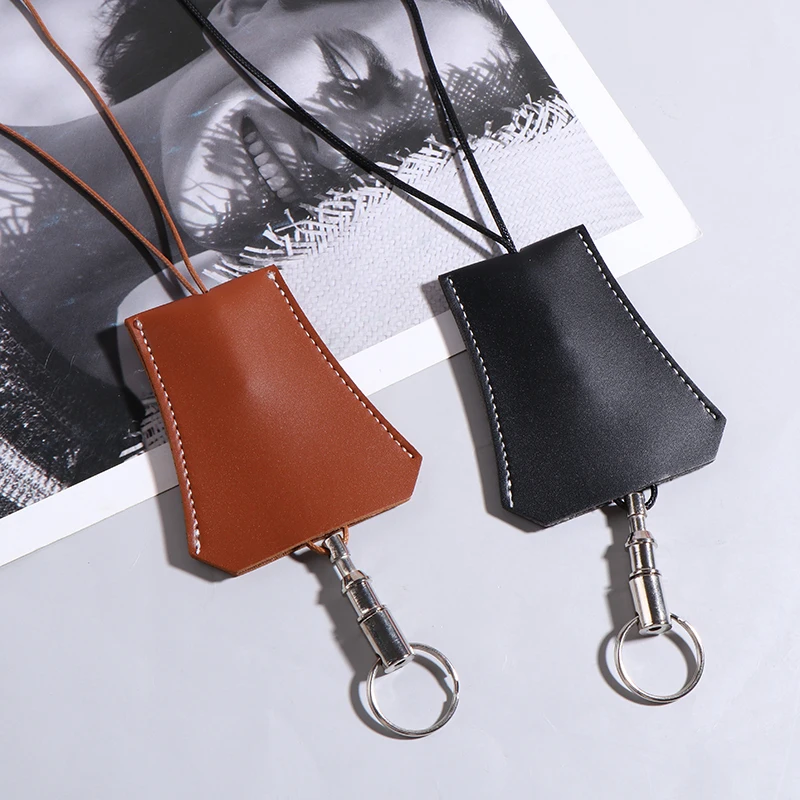 Creative PU Leather Travel Luggage Tag Key Holder With Lanyard Fashion Keychain Holder Bag Charm Daily Decoration