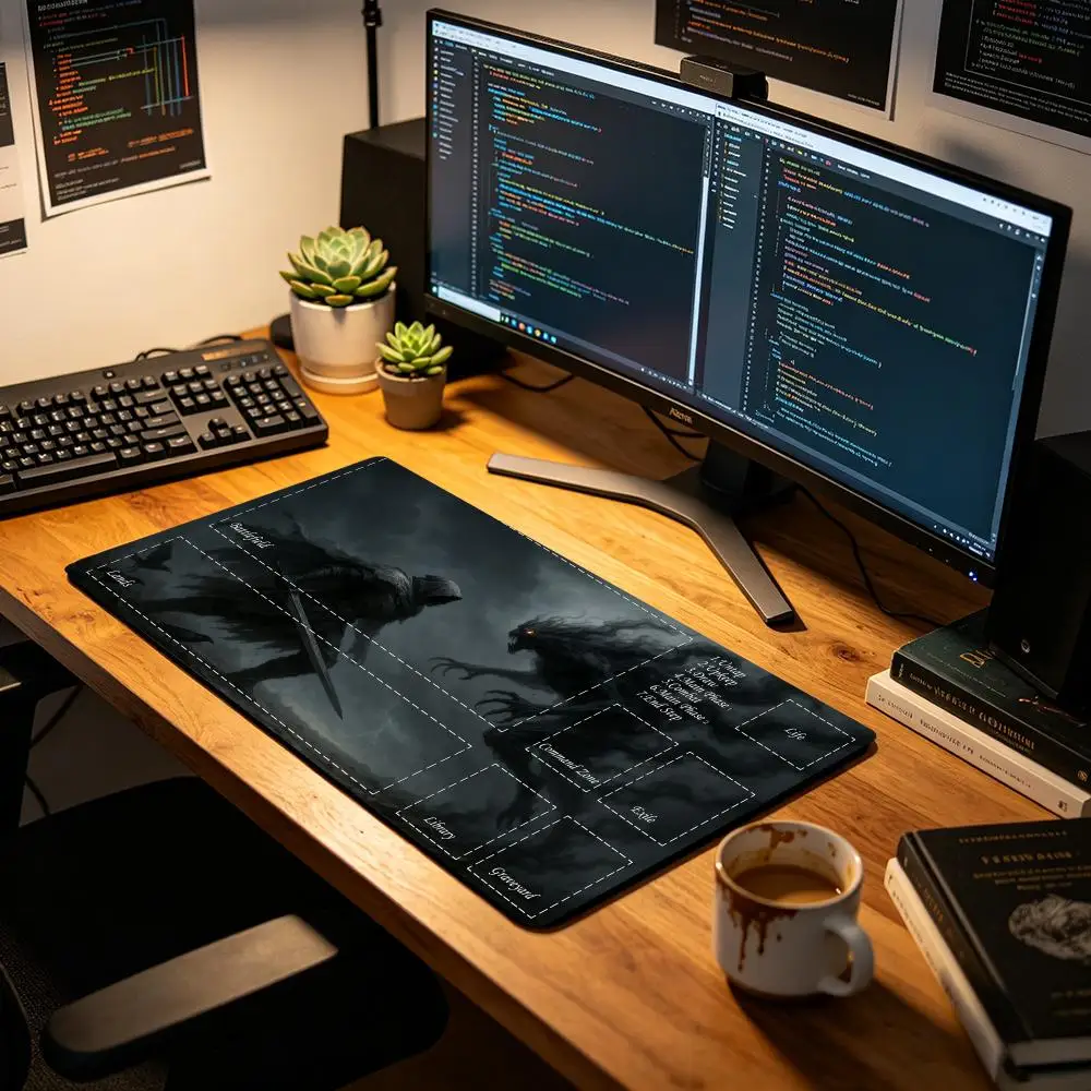 arcane Knight and Demon Magic playmat rubber anti-slip edge locking pc accessories gaming mats Trading Card Game gamer desk mat