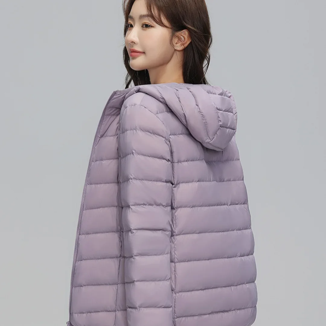 سترة خفيفة الوزن عالية التقنية 2025 معطف شتوي نسائي بقلنسوة بقصة ضيقة النسخة الكورية مقاس كبير #6