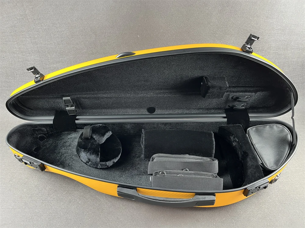 YELLOW Stylish Carbon Fiber Violin case 4/4 Size/ Camber Model Super Sturdy w/ Number Lock Quality Gurantee