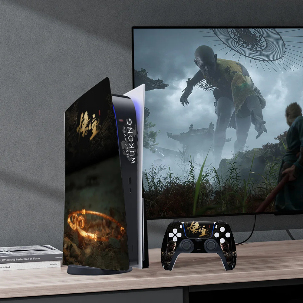 Black Myth Wukong Full Body Vinyl Skin Sticker Anti-Scratch Cool Decal Cover for PS5 Disc Digital Console & Controller