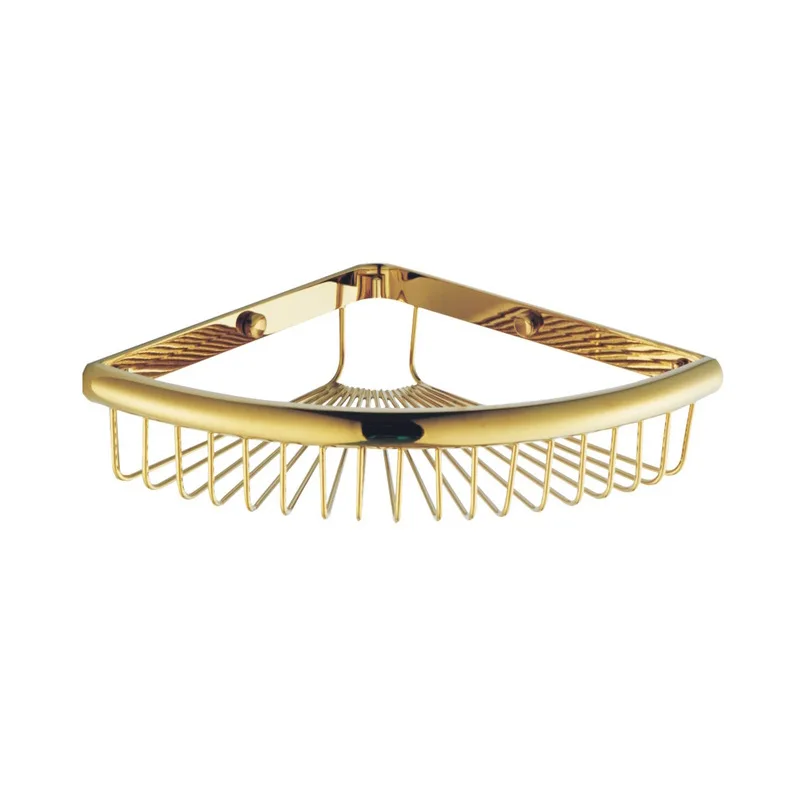 All-copper bathroom fan-shaped corner basket, triangular copper basket, single-layer double-layer copper  high-end