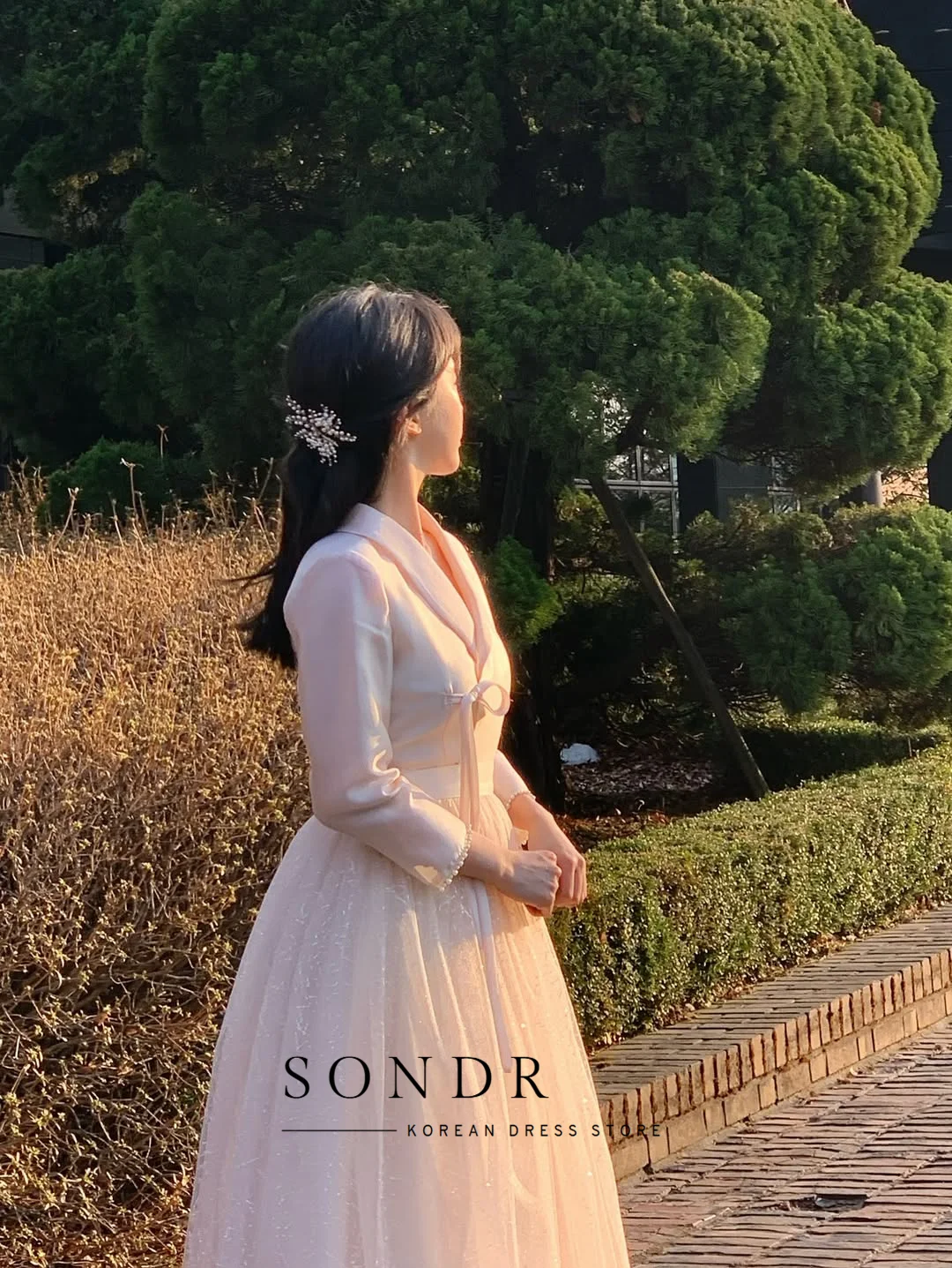 Sukienki Hanbok 2w1 Sondr na zamówienie, koreańskie sukienki wieczorowe, tiulowa i satynowa sukienka z dekoltem w serek, długie rękawy, sukienki ślubne, na przyjęcie weselne, na studniówkę