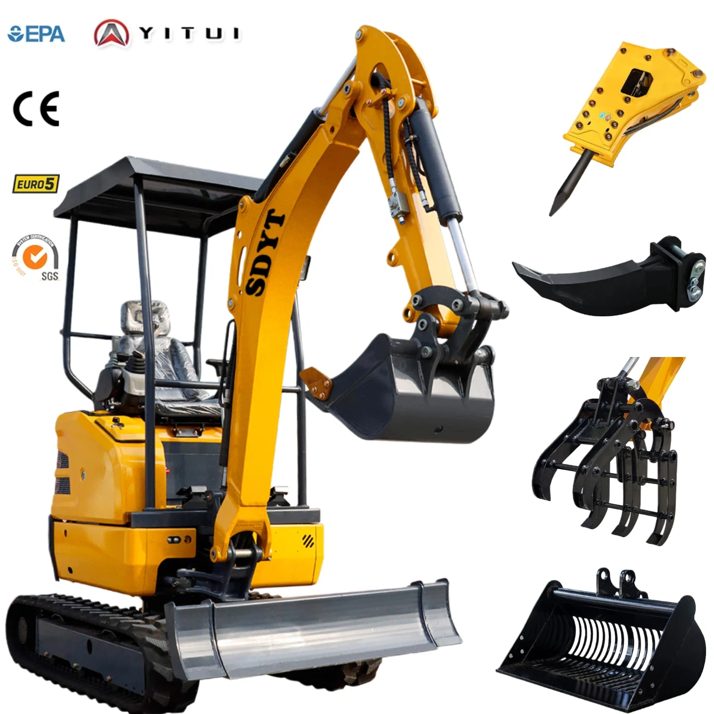 Mini Excavator 1.2 Ton Customized Reinforced Chassis Farm & Agriculture Small-Scale Engineering Narrow Space Work