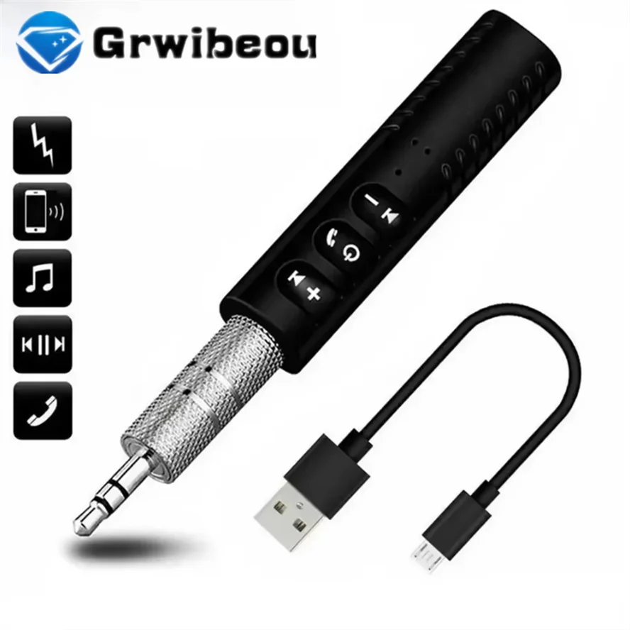 Adaptador transmisor receptor inalámbrico Bluetooth 5,0, conector de 3,5mm para música de coche, Audio, Aux, receptor de auriculares, manos libres